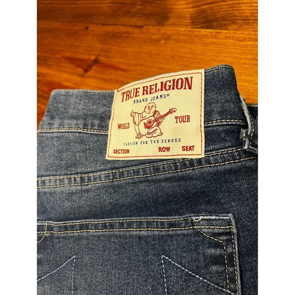 True Religion Bobby Applique Jeans Mens‎ 32W 32L Medium Blaze Wash TR Logo NWT